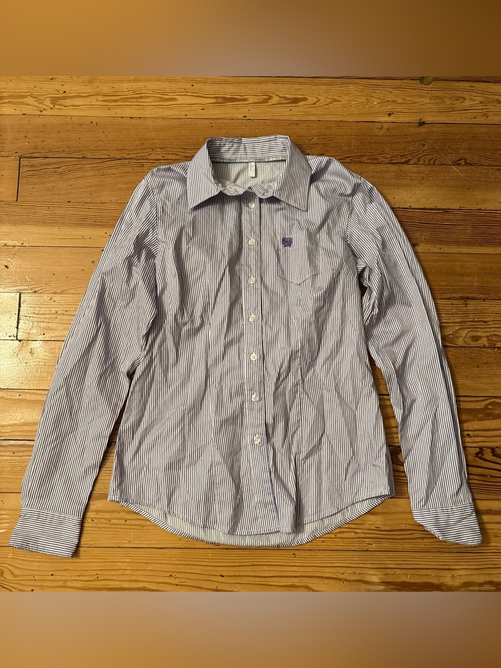 Cinch Ladies Purple Pinstripe LS Western Shirt w/Lyocell Medium